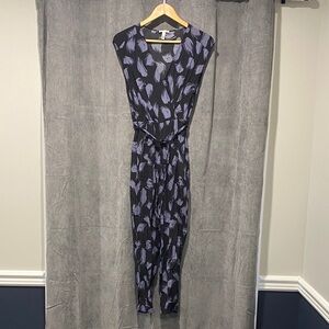 Leith Black and Purple Patterned Jumpsuit